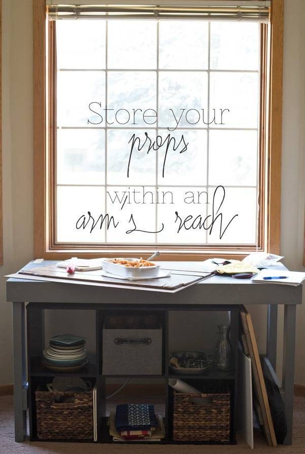 Table with props underneath.