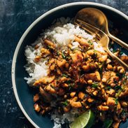 A picture of Ginger Peanut Chicken with Coconut Rice