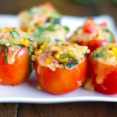 A picture of Roasted Corn and Basil Stuffed Tomatoes