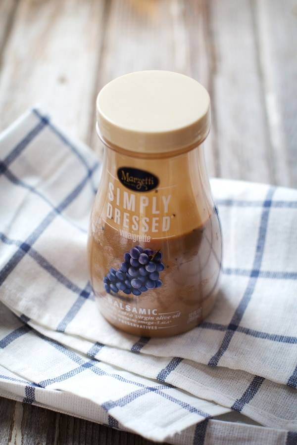 Balsamic dressing on a napkin.