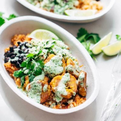 Brazilian Burrito Bowl with limes.